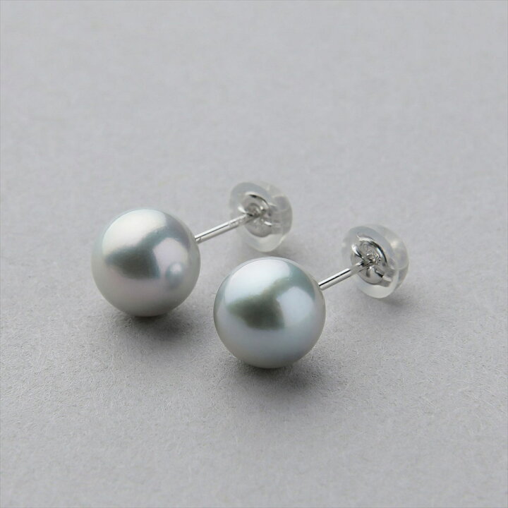 楽天市場】あこや真珠 ピアス 8.0-8.5mm K14WG グレー パール 普段使い 