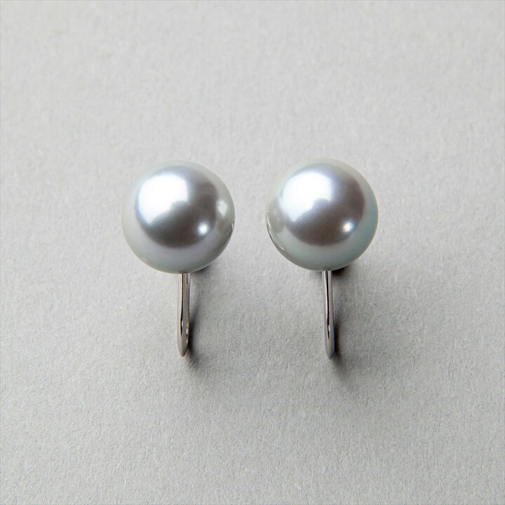 楽天市場】あこや真珠 イヤリング 8.0-8.5mm K14WG グレー パール 冠婚  