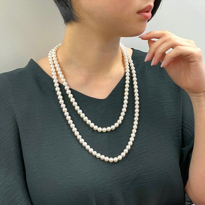 楽天市場】あこや真珠 ロングネックレス 7.5-8.0mm 120cm パール  