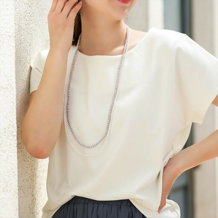 楽天市場】【WEB限定】淡水真珠 ロングネックレス 2.5-3.2mm 80cm 