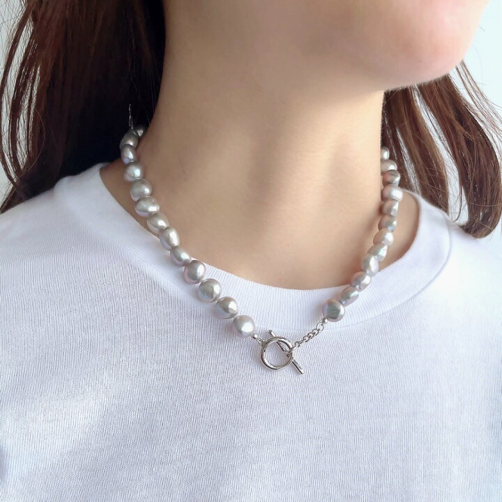 楽天市場】《Unique+ 》淡水バロック真珠 ネックレス 10-11mm グレー  