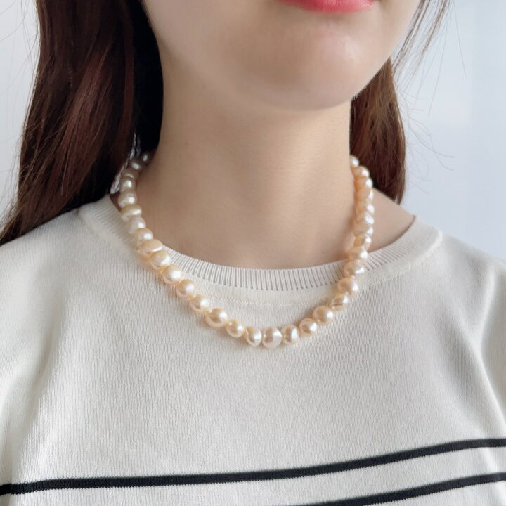 楽天市場】《Unique+ 》淡水バロック真珠 ネックレス 10-11mm オレンジ  