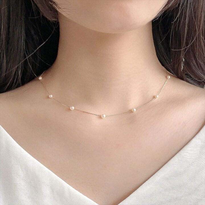 楽天市場】enSTYLE あこや真珠 ステーションネックレス 3.5-4.0mm 
