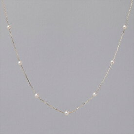《enSTYLE》あこや真珠 ステーションネックレス 3.5-4.0mm K18YG パールペンダント フォーマル 冠婚葬祭 普段使い カジュアル ベビーパール