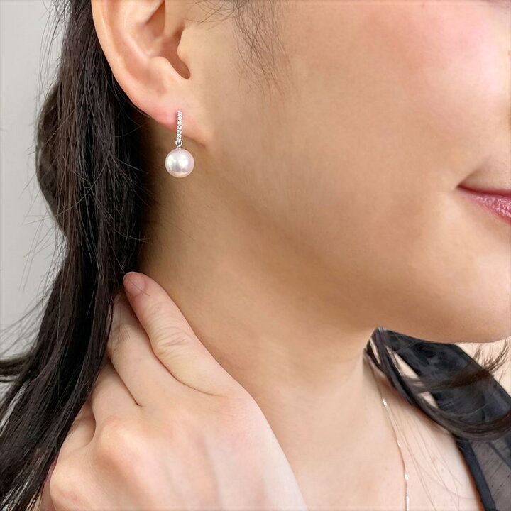 楽天市場】《PREMIUM》オーロラ花珠真珠 ピアス 9.0-9.5mm K18WG 