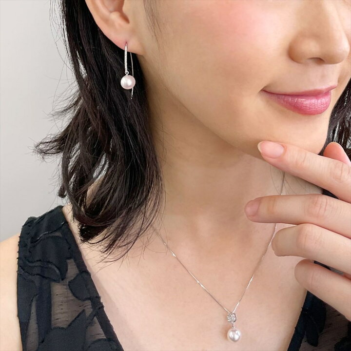 楽天市場】《PREMIUM》オーロラ花珠真珠 ピアス 8.5-9.0mm K18WG 