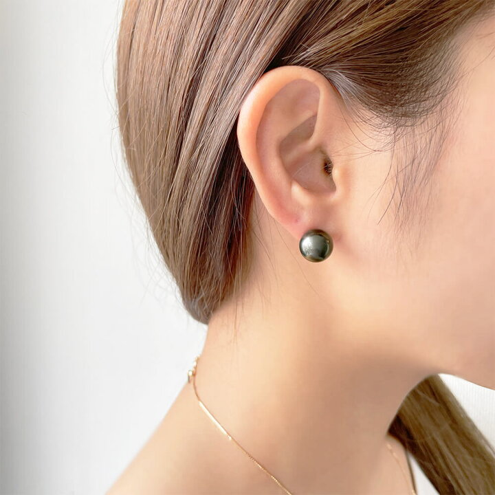 楽天市場】《Tahitian+》 タヒチ黒蝶真珠 スタッドピアス イヤリング  
