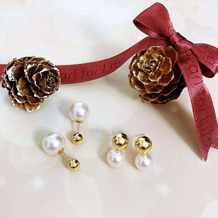 楽天市場】《BonBon》あこや真珠 ピアス 7.0-7.5mm メタルボール K18YG
