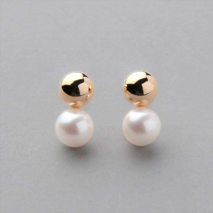 楽天市場】《BonBon》あこや真珠 ピアス 7.0-7.5mm メタルボール K18YG  