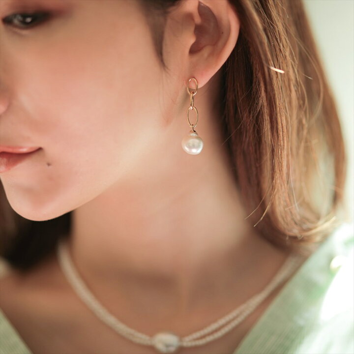 楽天市場】【最終販売】南洋白蝶真珠 バロックピアス 11mm K18YG 