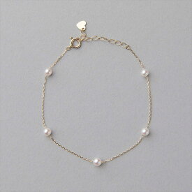 《enSTYLE》 あこや真珠 ステーションブレスレット 3.5-4.0mm K18YG パールブレスレット フォーマル 冠婚葬祭 普段使い カジュアル ベビーパール《Debut》