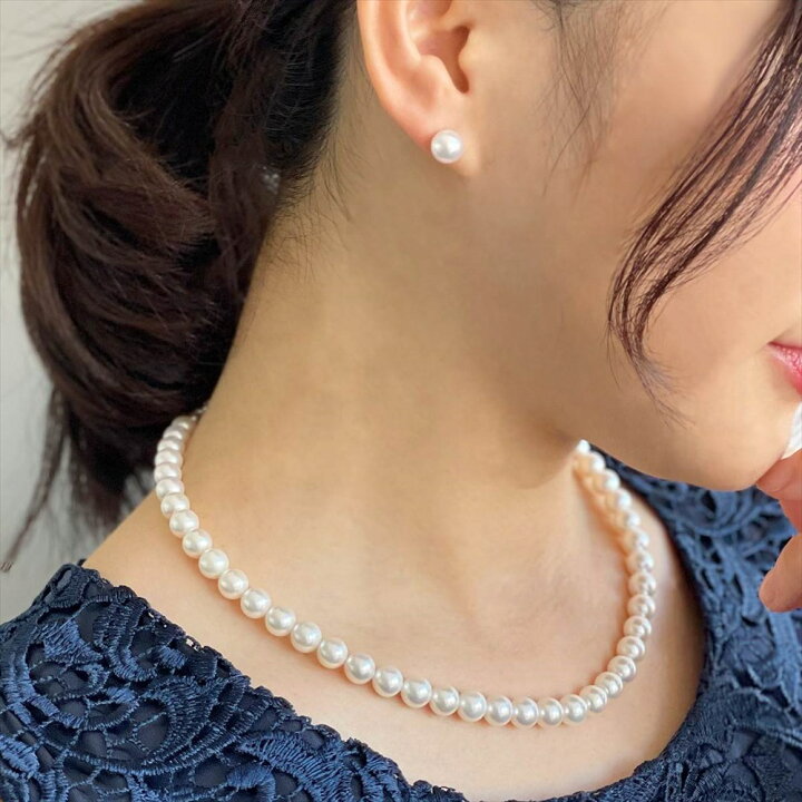 あこや真珠 パーティー等 鏡面 準花珠級 キメ細かい チョーカー 7.0  