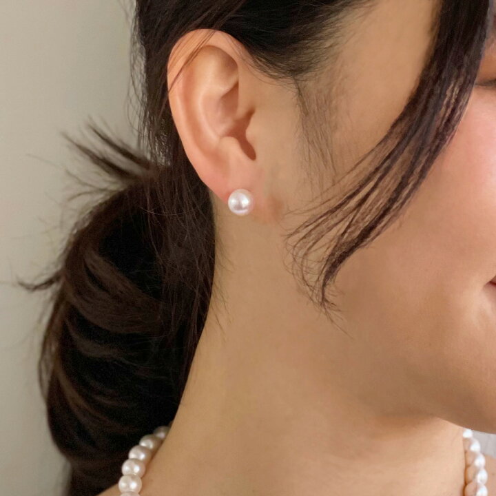 楽天市場】あこや真珠 スタッドピアス 8.5-9.0mm K18 / Pt900  