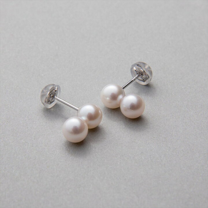 楽天市場】《Carina》あこや真珠 2粒ピアス 5.5-6.0mm K14WG/K18YG 