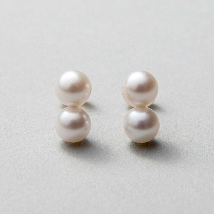 楽天市場】《Carina》あこや真珠 2粒ピアス 5.5-6.0mm K14WG/K18YG 