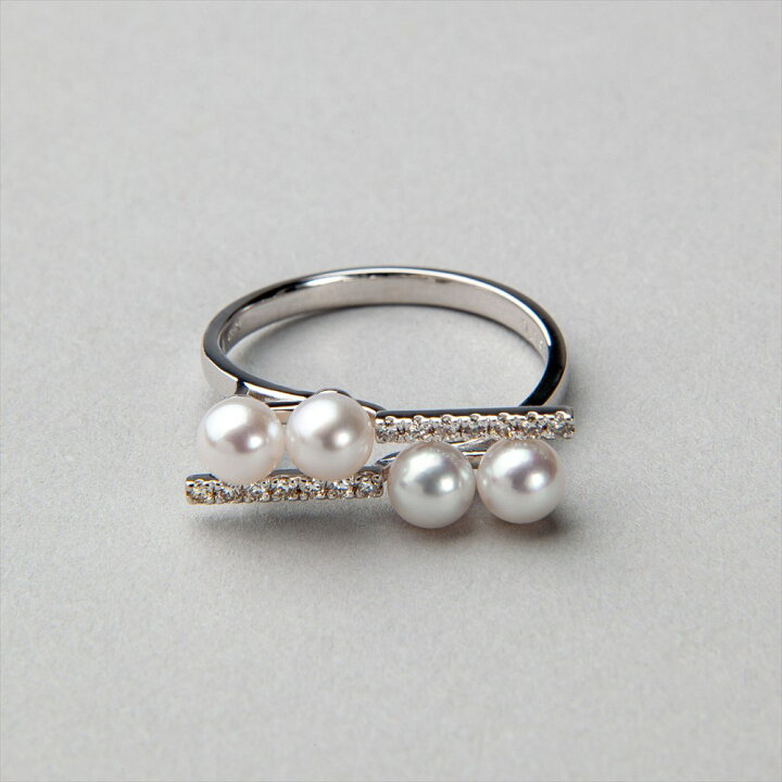 楽天市場】あこや真珠 リング 4.0-4.5mm K18WG/K18YG パール指輪 普段  
