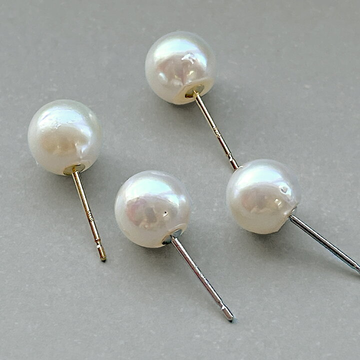 楽天市場】あこや真珠 ピアス イヤリング 7.0-7.5mm K14WG K18 チタン 