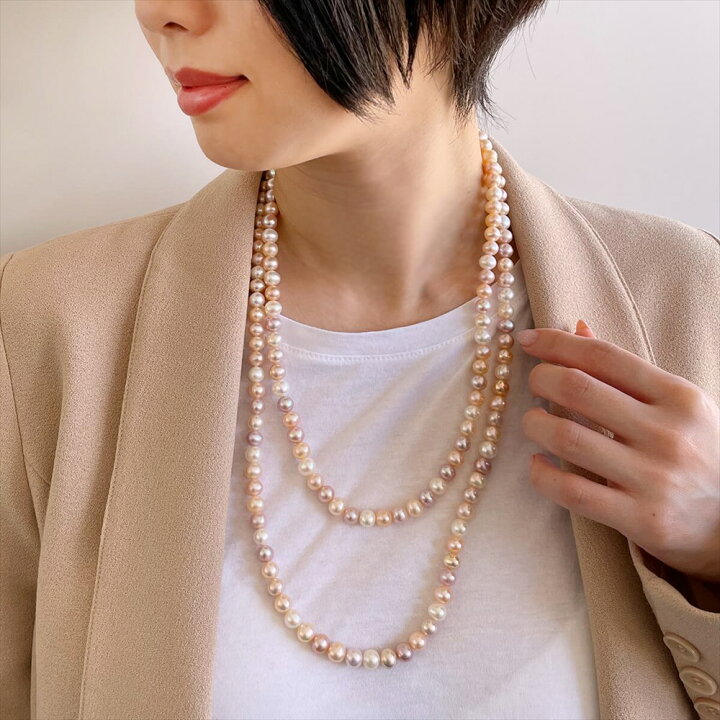 楽天市場】淡水真珠 ロングネックレス 7.0-8.0mm 120cm パール  
