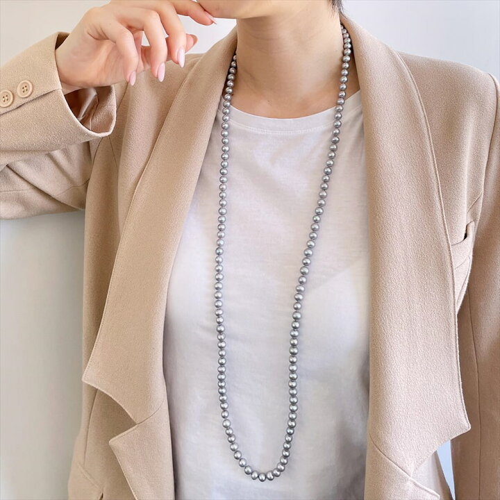 楽天市場】淡水真珠 ロングネックレス 7.0-8.0mm 100cm パール  