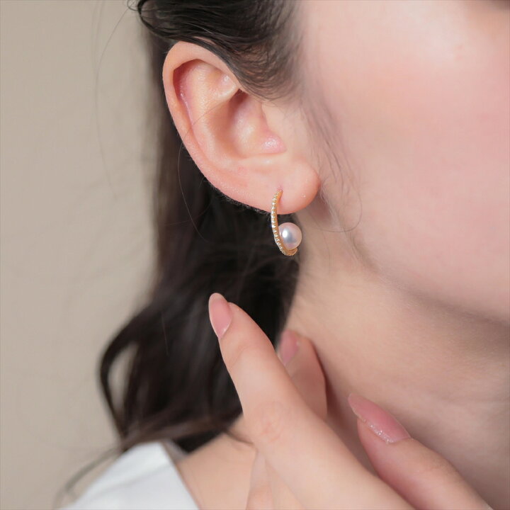 楽天市場】《PREMIUM》オーロラ花珠真珠 ピアス 7.5-8.0mm K18WG/YG 