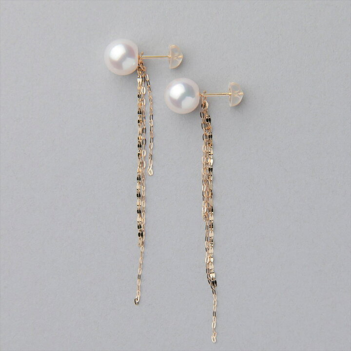 楽天市場】《LUXE》 あこや真珠 ピアス 8.5-9.0mm K18 フリンジ 
