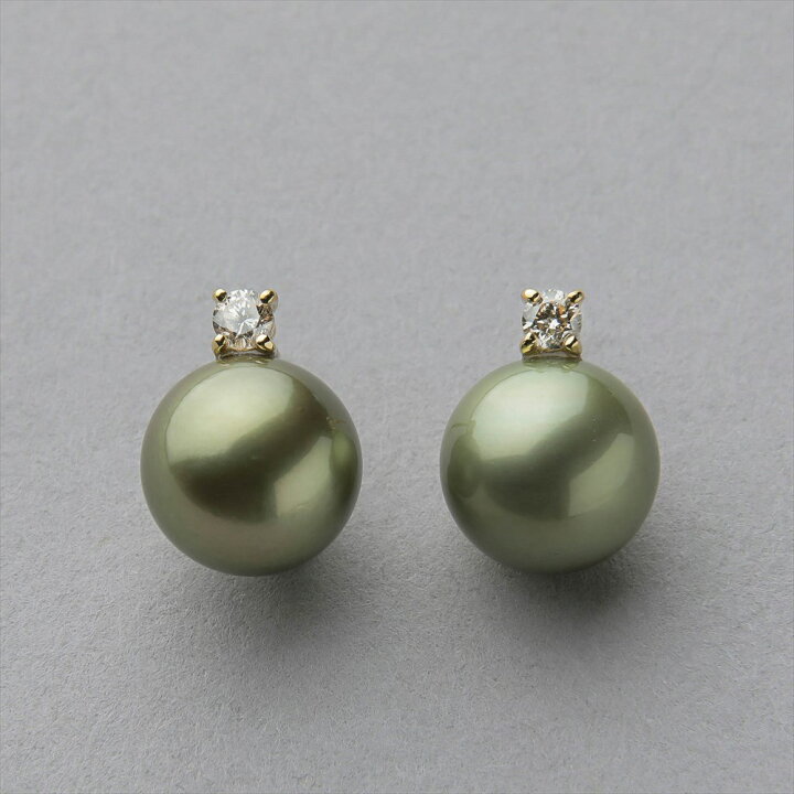 楽天市場】《Pistachio》 タヒチ黒蝶真珠 ダイヤピアス 10mm K18WG/YG 