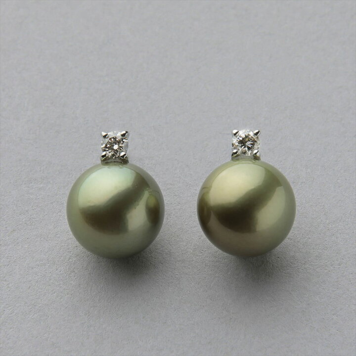 楽天市場】《Pistachio》 タヒチ黒蝶真珠 ダイヤピアス 10mm K18WG/YG 