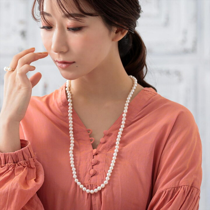 楽天市場】あこや真珠 ロングネックレス 7.5-8.0mm バロック 80cm  