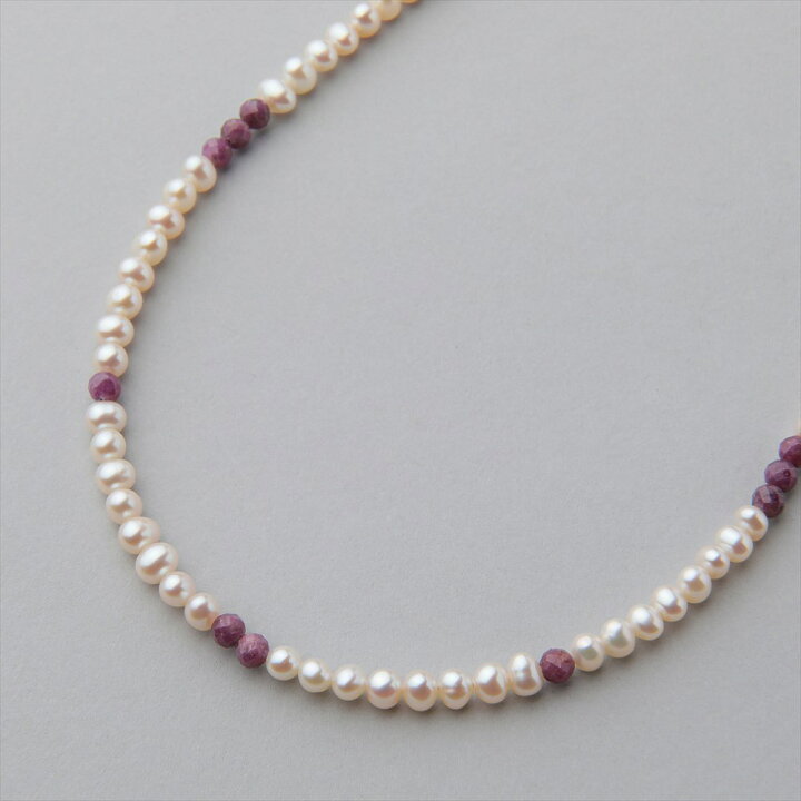 楽天市場】淡水真珠×ルビー ネックレス 4.5-5.0mm ミックス パール  