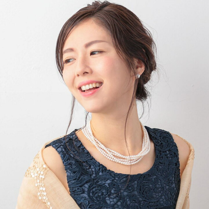 楽天市場】淡水真珠 5連ネックレス 4.5-5.0mm パールネックレス 結婚式 