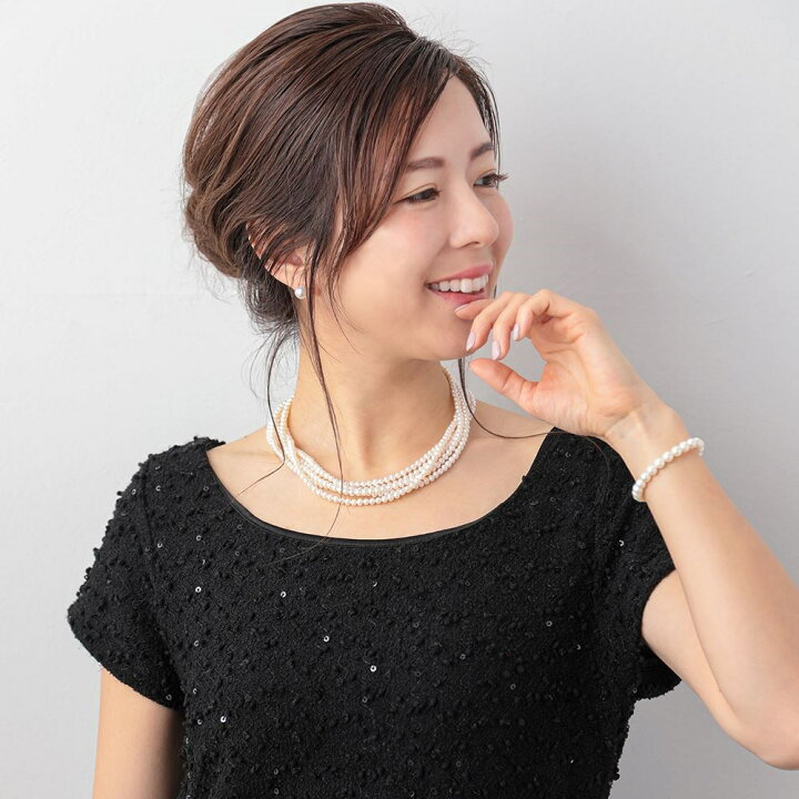 楽天市場】淡水真珠 5連ネックレス 4.5-5.0mm パールネックレス 結婚式 