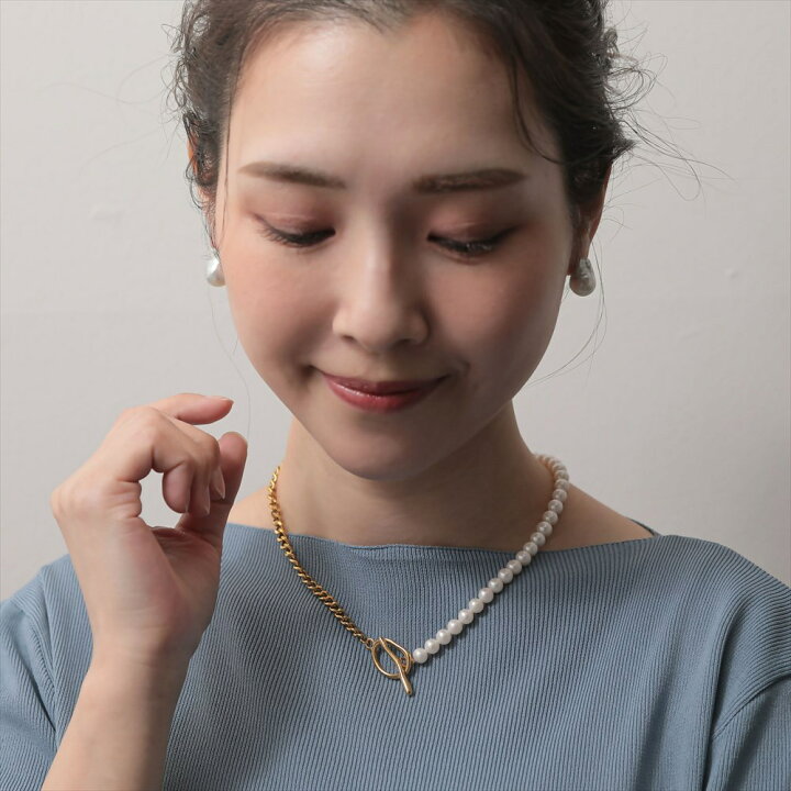 楽天市場】【P-dot】淡水真珠 ハーフチェーンネックレス 6.5-7.0mm 