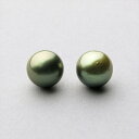 【WEB限定】【最終販売】《Pistachio》 タヒチ黒蝶真珠 スタッドピアス 11mmUP K14WG/K18YG/SILVER925 パールピアス 普段使い カジュアル