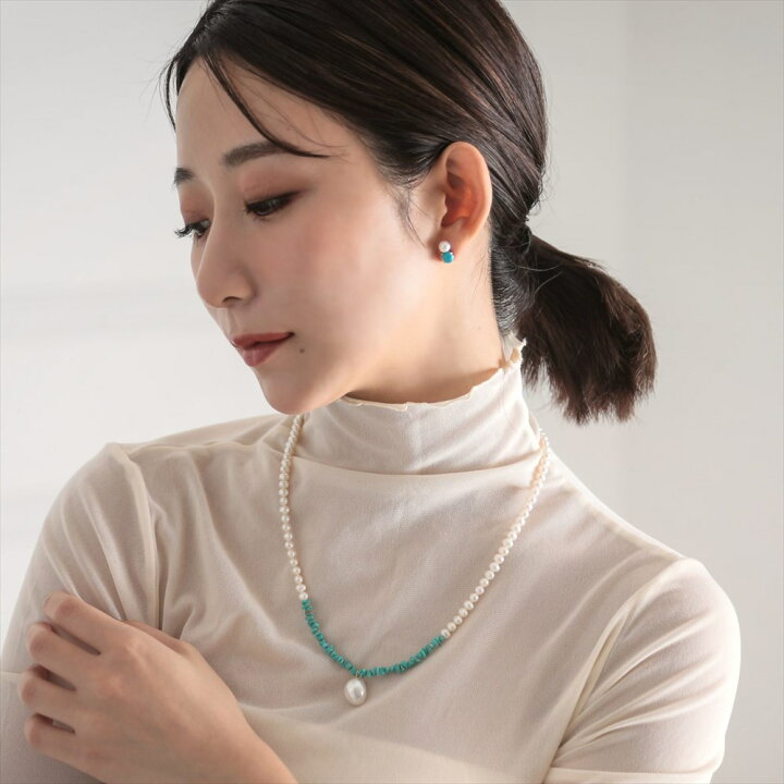 楽天市場】【P-dot】あこや真珠×ターコイズ ピアス 5.5-6.0mm/6mmUP 