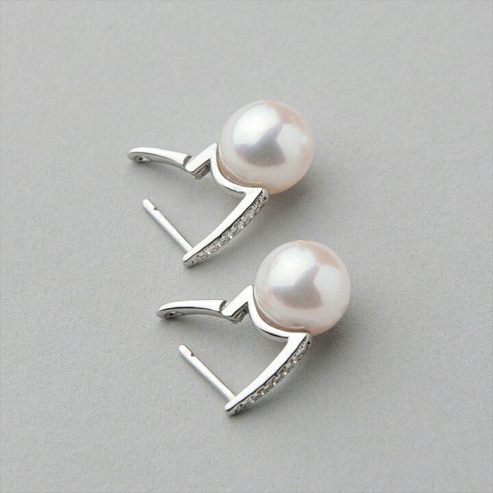 楽天市場】《LUXE》 あこや真珠 ピアス 8.5-9.0mm K18WG パールピアス 