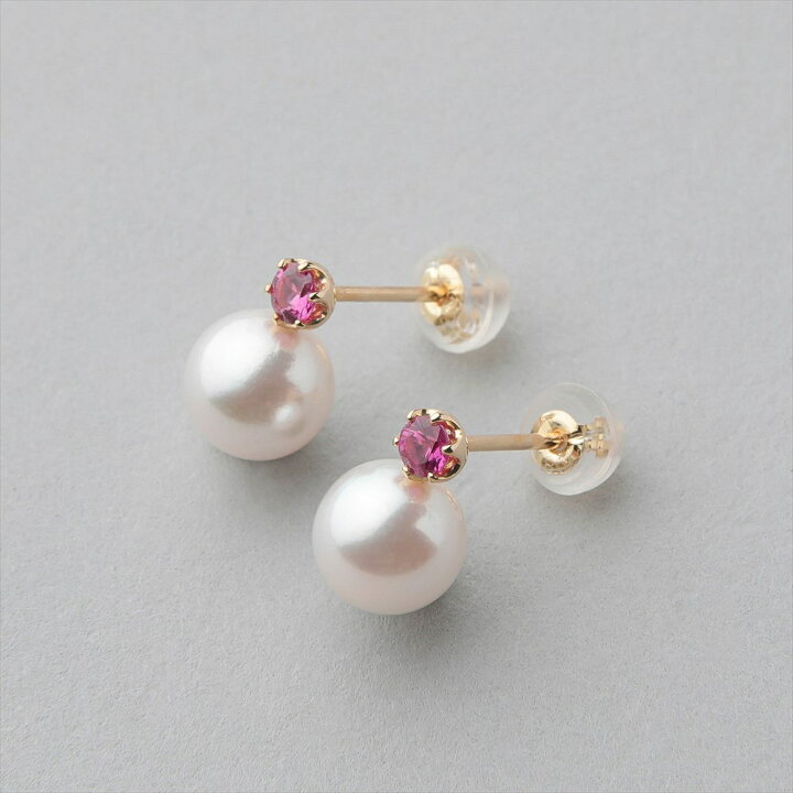 楽天市場】【最終販売】あこや真珠×ルビー ピアス 7.0-7.5mm K18YG 