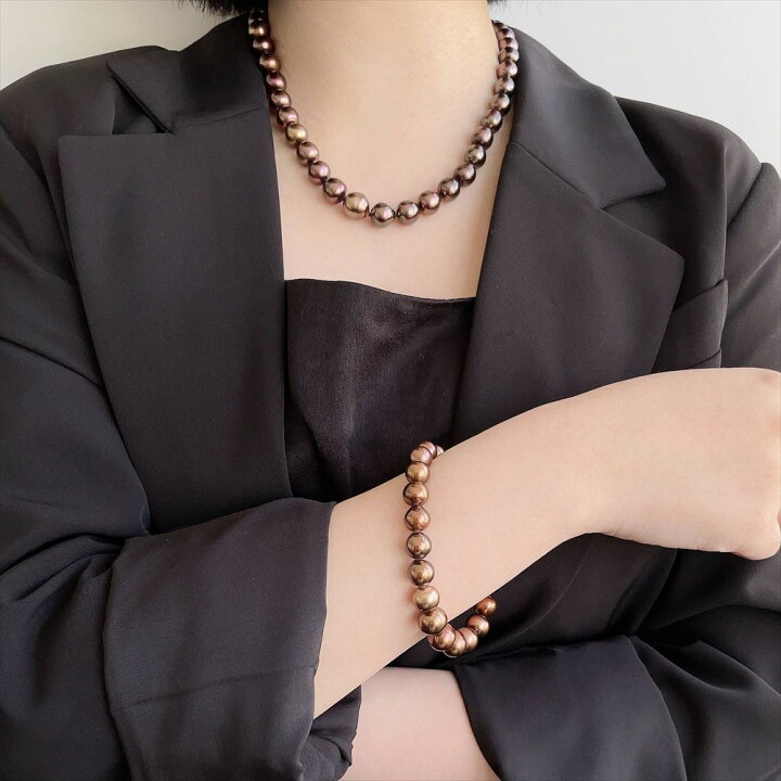 楽天市場】《Chocolat》 タヒチ黒蝶真珠 ブレスレット 8-10mm バロック 