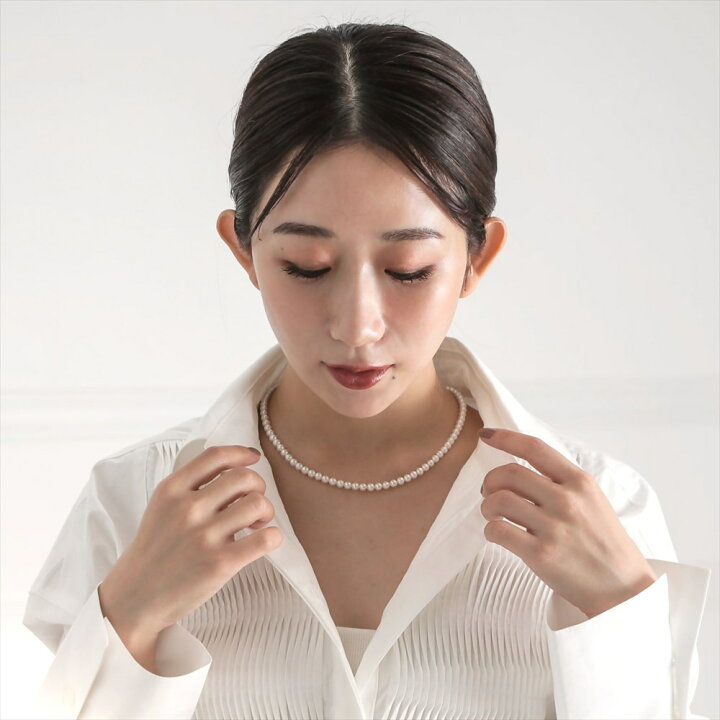 楽天市場】淡水真珠 (有核) ネックレス 5.0-5.5mm ベビーパール 