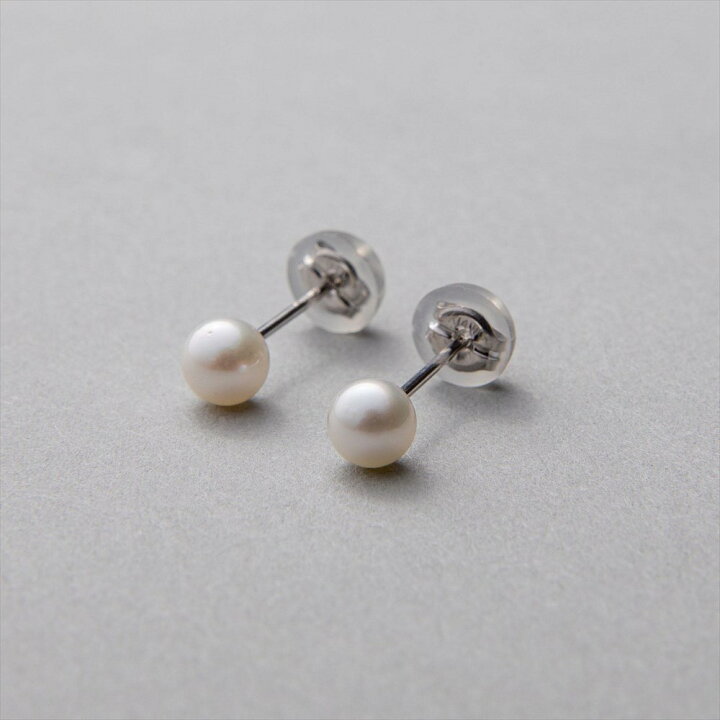 楽天市場】あこや真珠 一粒 ピアス 4.5-5.0mm K14WG K18 パールピアス 