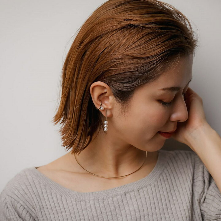 楽天市場】《Carina》 あこや真珠 バーピアス 5.5-6.0mm K10WG/YG 