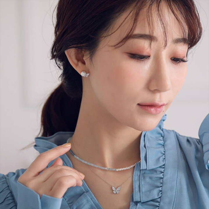 楽天市場】petit amie あこや真珠 蝶 ピアス 7.5-8.0mm K18WG パール 
