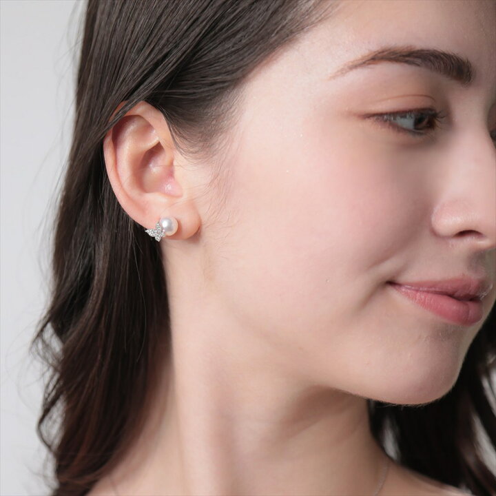 楽天市場】petit amie あこや真珠 蝶 ピアス 7.5-8.0mm K18WG パール 