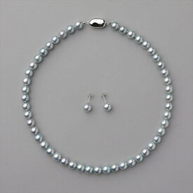 あこや真珠 ネックレスセット 8.0-8.5mm グレー パールネックレス ピアス イヤリング 【即日発送】フォーマル 冠婚葬祭 普段使い カジュアル
