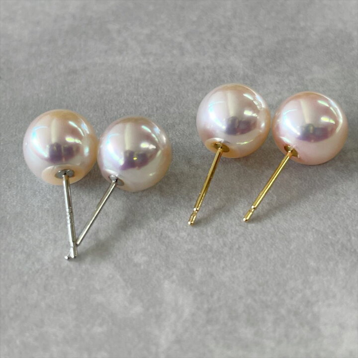 楽天市場】【花珠級のテリ】あこや真珠 パールピアス 8.5-9.0mm K18  