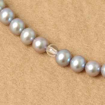 淡水真珠 パール念珠(数珠) グレー系 7.0-7.5mm A〜BB〜C  正絹（房12色から選択可・念珠袋付き）[ブラックフォーマルに][n2]（お葬式 お盆 法事 法要女性用） | 真珠の卸屋さん