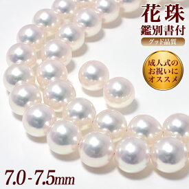 花珠真珠 ネックレス 2点セット 7.0-7.5mm ≪グッドクオリティ花珠≫ AAA 花珠鑑別書付 パールネックレス パールピアス イヤリング [n4]（真珠ネックレス アコヤ真珠 高品質 本真珠冠婚葬祭 フォーマル 入学式 卒業式 成人式 厄除け）