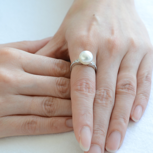 【1点物】南洋白蝶真珠 パールリング（指輪） ホワイト(ナチュラル)系 10.5mm BAB Pt900 プラチナ（本真珠）[n3] | 真珠の卸屋さん