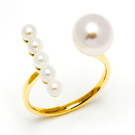 【受注発注品】《enSTYLE》あこや真珠 フォークリング 3.0-8.0mm K10YG ゴールド [n5]（パールリング 指輪 本真珠 ベビーパール トレンド 大人カジュアル フェミニン 重ね付け ギフト プレゼント)