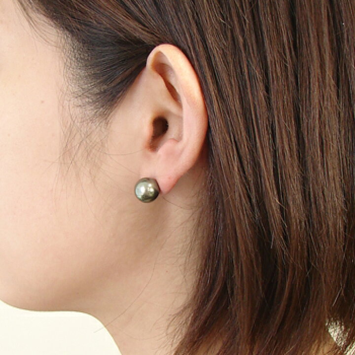 楽天市場 タヒチ黒蝶真珠 パールピアス グリーン系 10mmup b ラウンド K14wg ホワイトゴールド N3 南洋 黒真珠 ピアス スタッド冠婚葬祭 フォーマル 記念日 プレゼント 真珠の卸屋さん