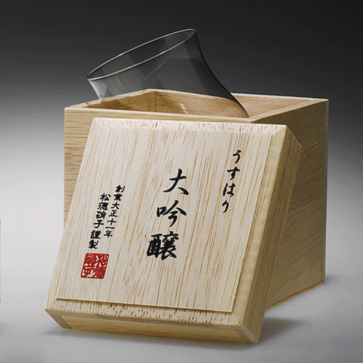 新品！手作り うすはりグラス 五種重ね 桐箱セット 楽天市場】【送料無料】_うすはり 大吟醸 木箱入 250ml 松徳硝子